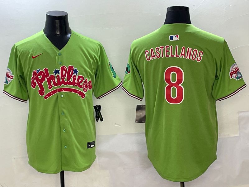 Men Philadelphia Phillies #8 Castellanos Green Five generations Nike 2025 MLB Jersey style 1->philadelphia phillies->MLB Jersey